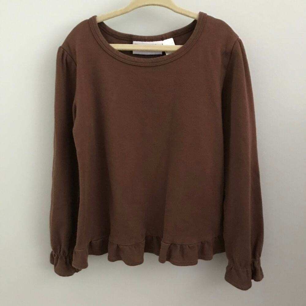 Lolly Wolly Doodle Brown Cotton Knit Shirt Top Girls 8-9